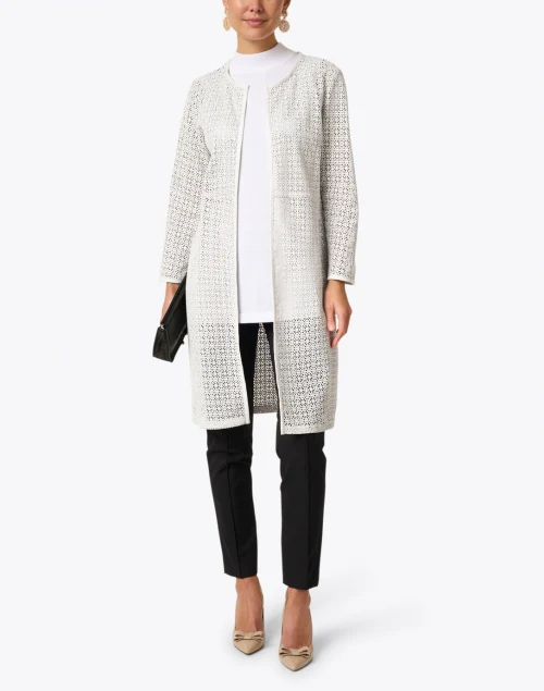 White Leather Laser Cut Duster