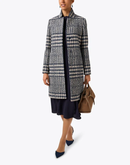 Blue Plaid Wool Blend Jacket