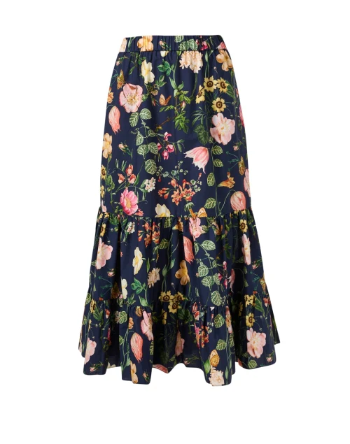 Chase Blue Floral Print Cotton Skirt