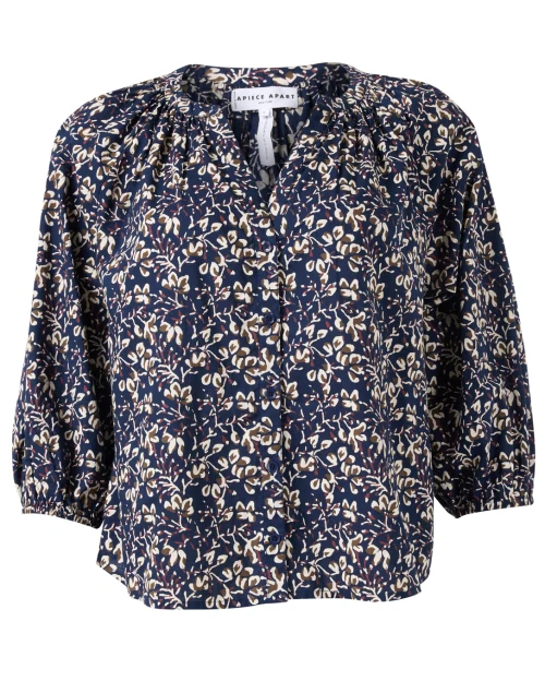 Mitte Navy Print Cotton Top