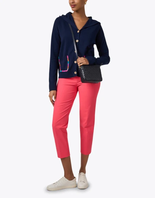 Navy Contrast Stitch Cardigan