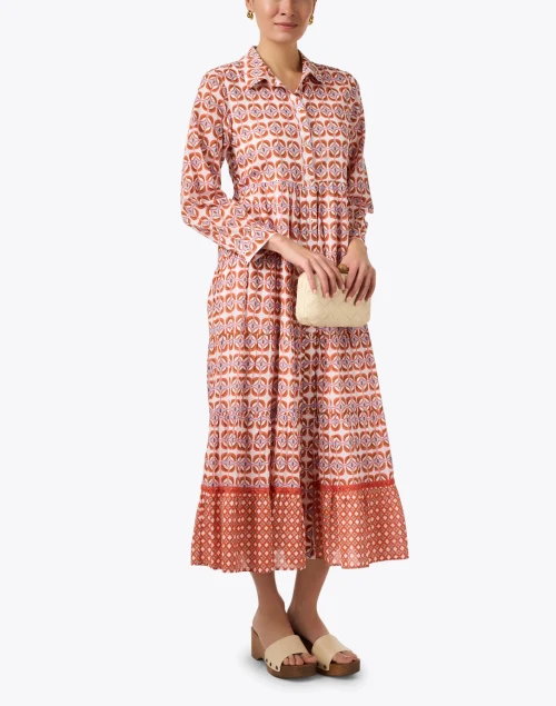 Jinette Orange Print Shirt Dress