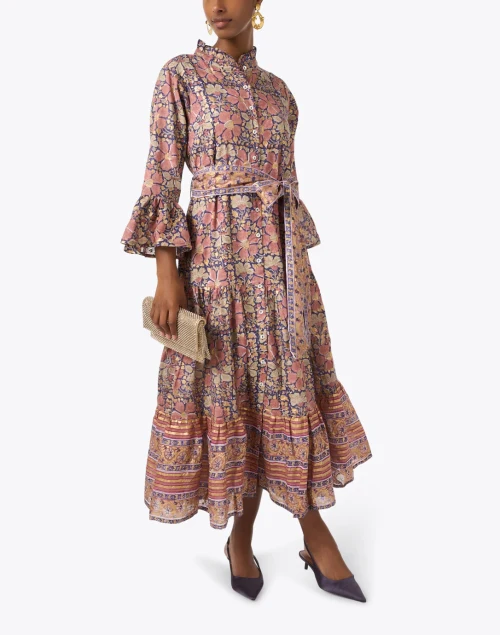 Pink and Gold Floral Cotton Dress