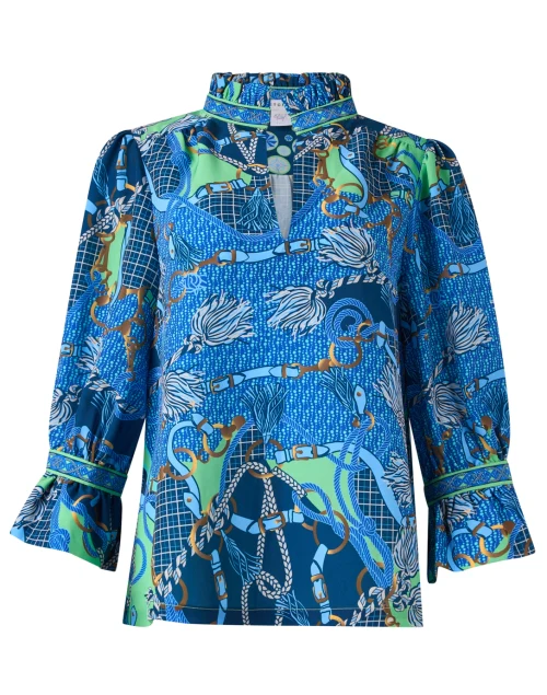 Blue Multi Print Tunic Top