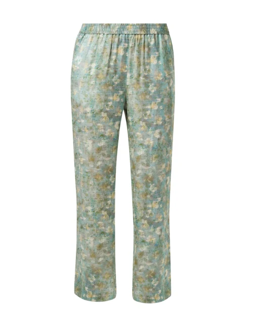 Green Print Wide Leg Pant