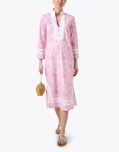 Pink Floral Cotton Tunic Dress