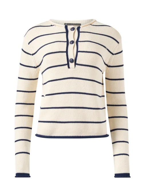White and Navy Striped Sweater