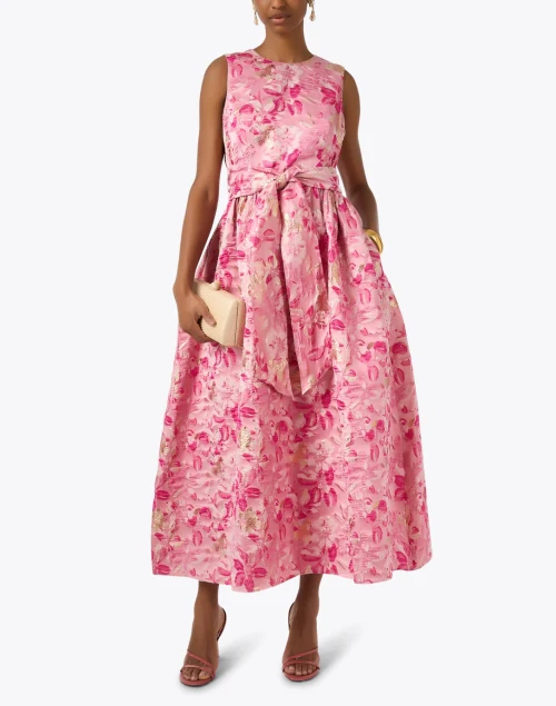 Serra Pink Floral Jacquard Dress