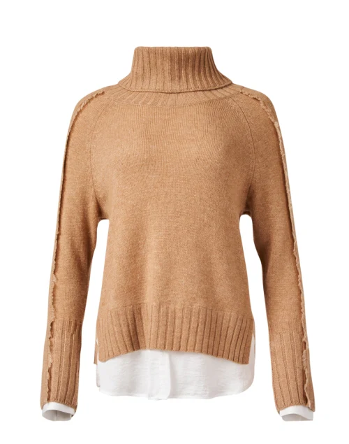 Jolie Tan Wool Cashmere Layered Turtleneck
