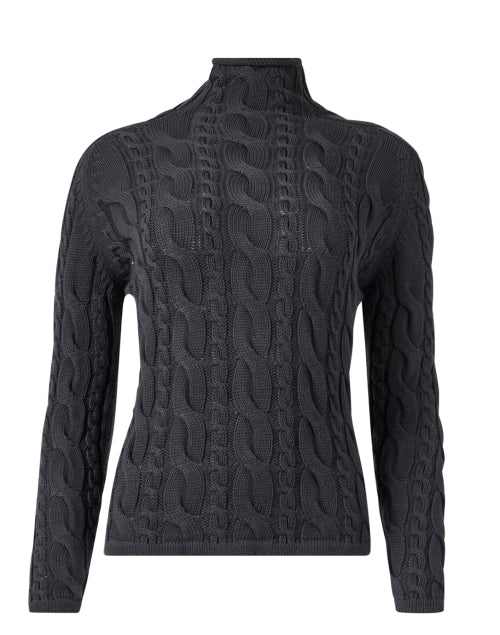 Grey Cotton Cable Sweater