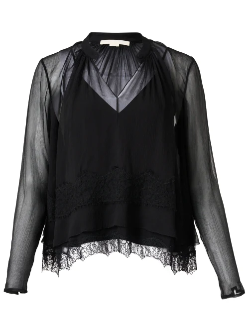 Black Silk Chiffon Blouse