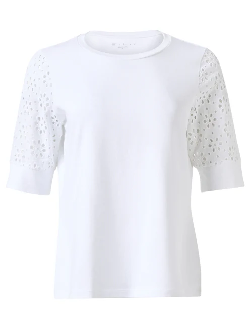 White Eyelet Sleeve Top