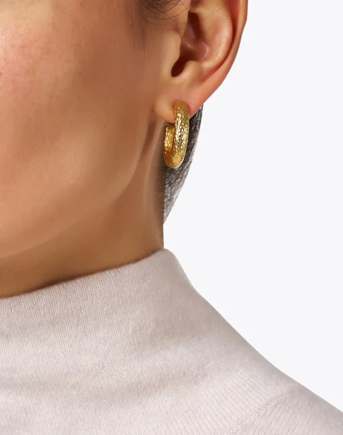Gold Hammered Hoop Earrings