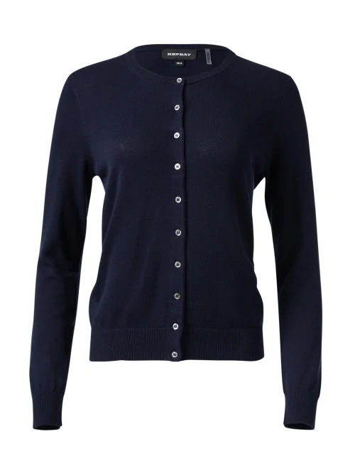 Navy Cotton Blend Cardigan