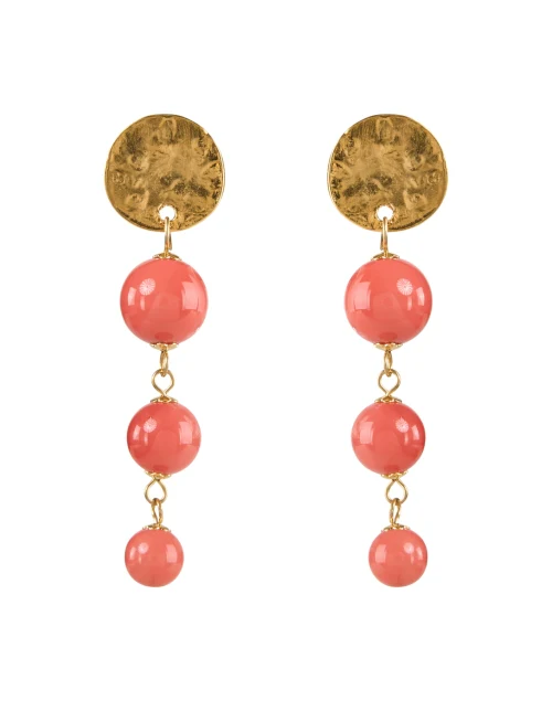 Gold and Coral Drop Earrings