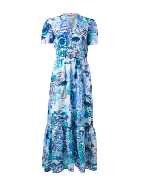 Leila Blue Multi Print Cotton Dress