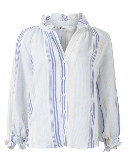 Fiona Blue and White Stripe Voile Shirt