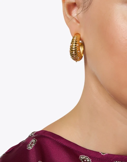 Gold and Pearl Hoop Earrings