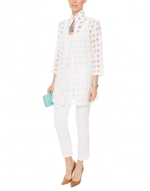 Rita White Sheer Plaid Shirt