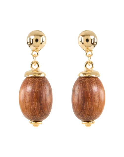 Gold and Wood Drop Earrings
