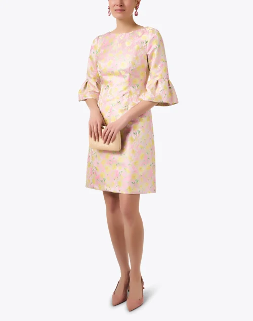 Pink Floral Jacquard Dress
