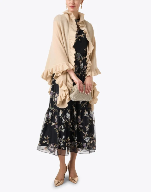 Beige Cashmere Signature Ruffle Shawl
