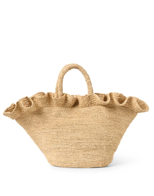 Cyrus Raffia Ruffle Tote Bag