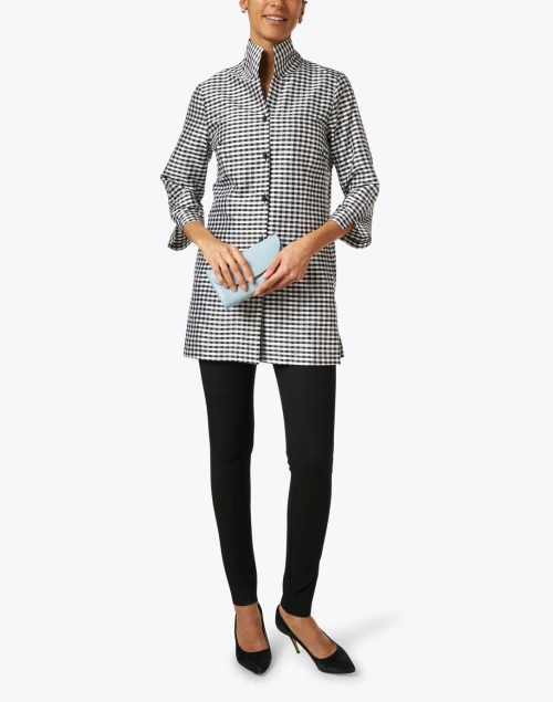 Rita Black and White Gingham Silk Top