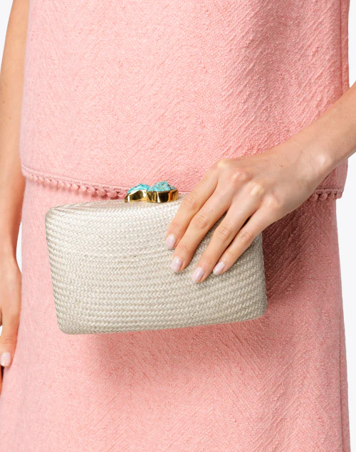 Jen Silver Straw Clutch
