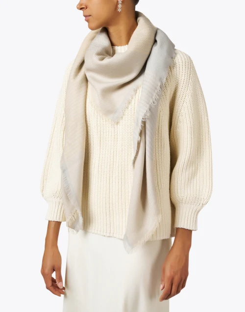 Ivory Multi Print Wool Scarf