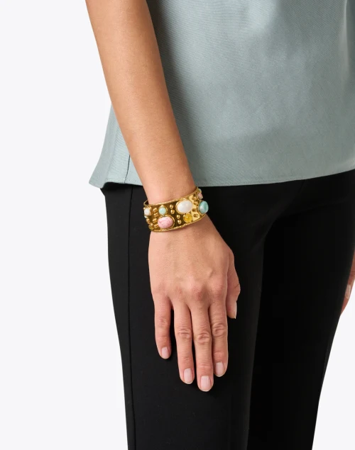 Byzantine Multi Stone Cuff Bracelet