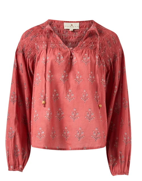 Carmen Red Print Cotton Blouse