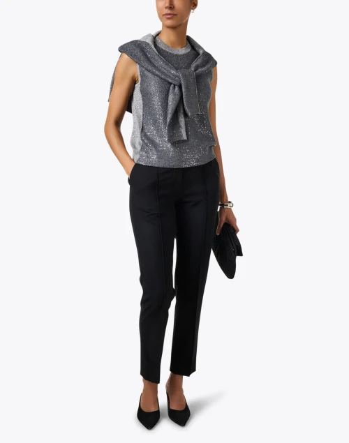 Grey Sequin Knit Top