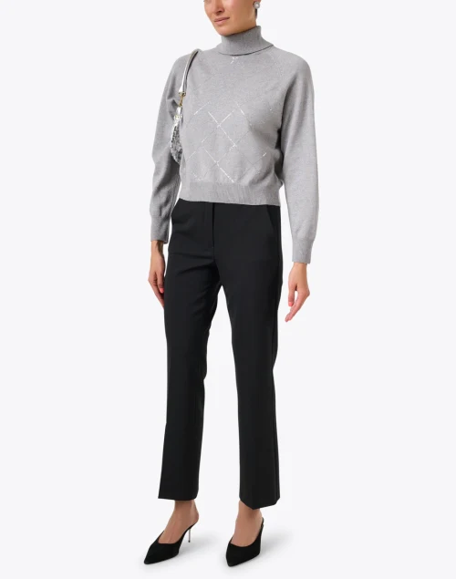 Grey Wool Silk Cashmere Sweater