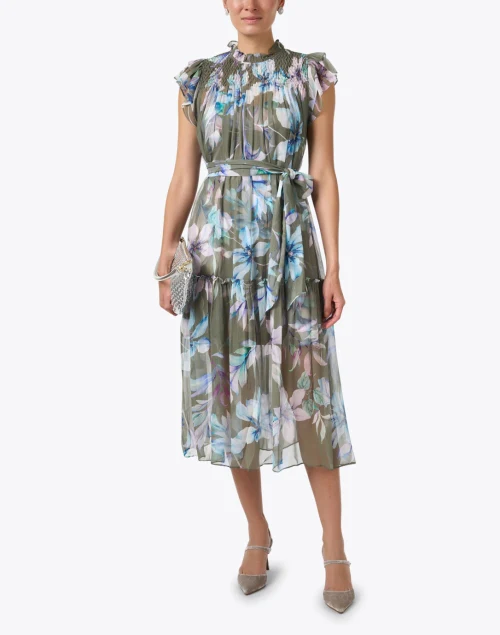 Vera Green Floral Print Dress