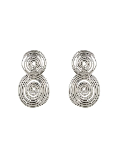 Silver Wave Swirl Circle Earrings
