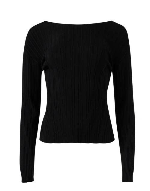 Black Ribbed Knit Top