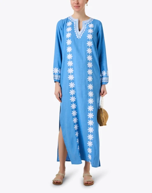 Marina Blue Embroidered Kaftan Dress