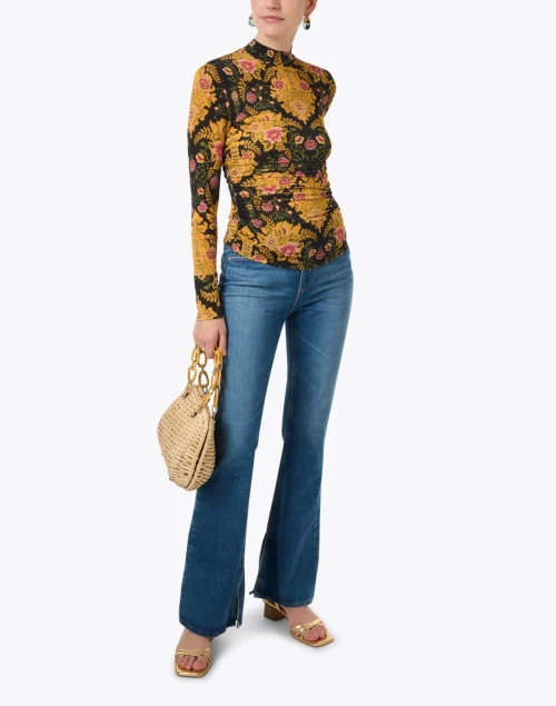 Gold Multi Floral Print Top