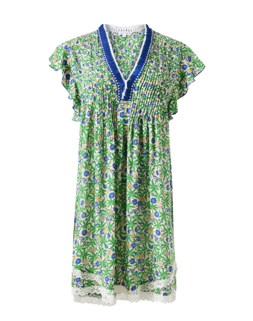 Sasha Blue and Green Floral Mini Dress