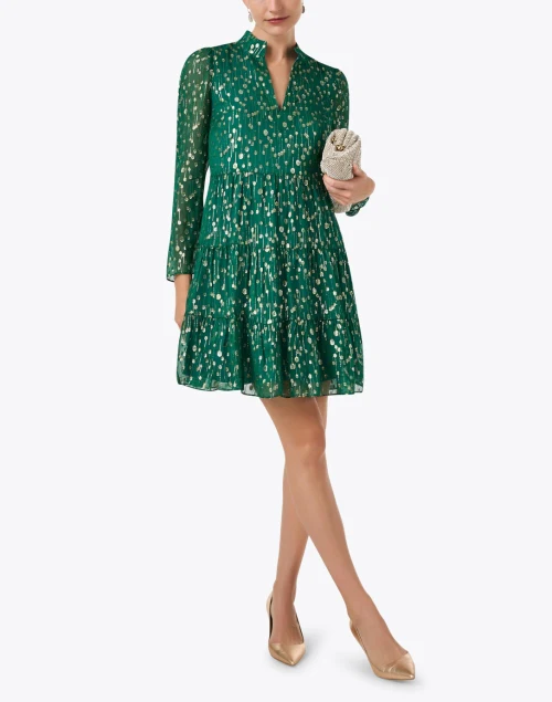 Green and Gold Print Dress