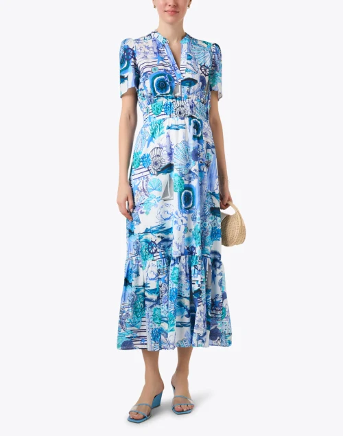 Leila Blue Multi Print Cotton Dress
