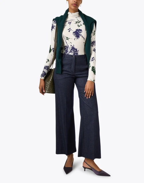 Ivory Print Turtleneck Top