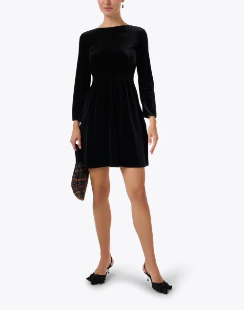 Black Velvet Fit and Flare Dress