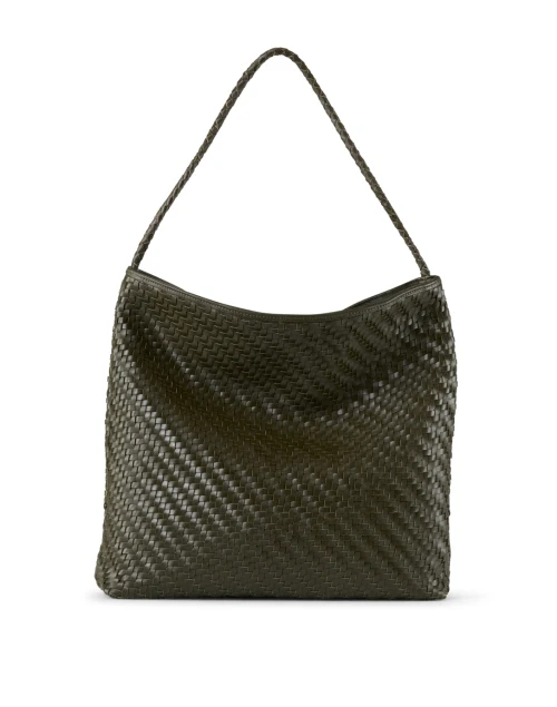 Sera Olive Green Woven Leather Bag