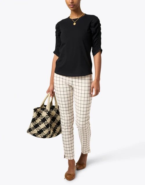 Waldorf Black Ruched Pima Cotton Tee