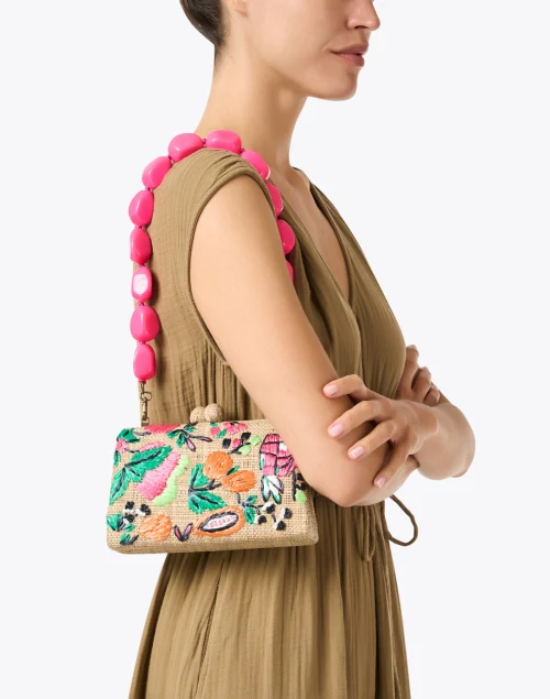 Candice Embroidered Raffia Clutch