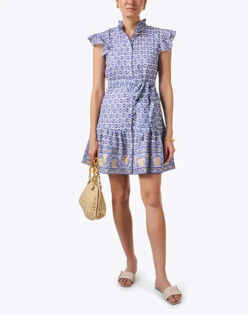 Veranda Blue and Gold Print Dress