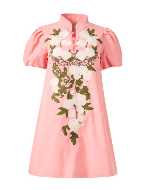Elliana Pink Embroidered Cotton Dress
