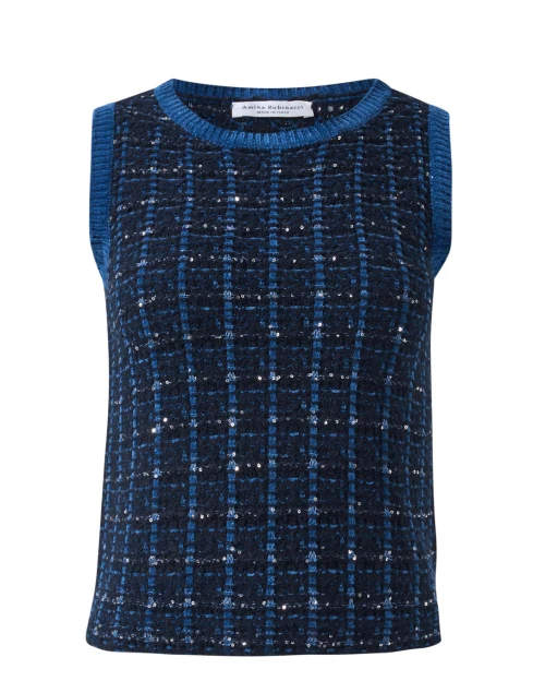 Rischio Navy and Silver Sleeveless Top